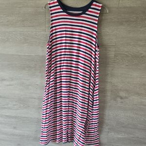 Time and Tru Red, White, and Dark Blue Striped Top